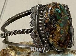 Important Hopi Early Harry Sakyesva Sterling Avec Un Magnifique Pantalon Turquoise Bracelet