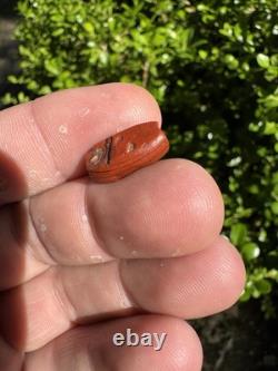 Incroyable perle authentique en jaspe rouge ancien du nord du Mississippi