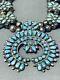 Jaune Rare Vintage Zuni Turquoise Sterling Silver Squahs Collier Blossom