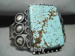 L’un Des Meilleurs Navajos Vintage #8 Bracelet Turquoise Early Sterling Silver