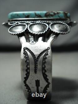 L’un Des Meilleurs Navajos Vintage #8 Bracelet Turquoise Early Sterling Silver