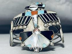 L'un Des Meilleurs Vieux Bracelet En Argent Sterling Zuni Early Bird Turquoise