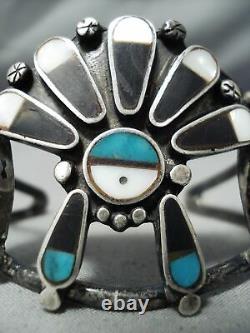L'un Des Meilleurs Vintage Zuni Turquoise Sterling Bracelet En Argent Vieux
