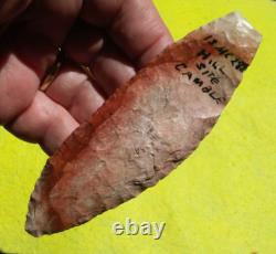 Lame de couteau archaïque précoce colorée de 5-1/16 Authentic Nebraska Arrowhead