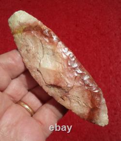 Lame de couteau archaïque précoce colorée de 5-1/16 Authentic Nebraska Arrowhead