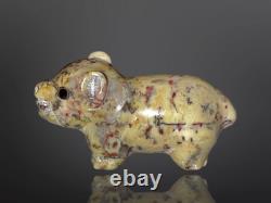 Le plus fin ours fétiche en pierre sculpté Zuni précoce par Leekya Deyuse (d.) Amérindien