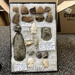 Lenape Indian Projectile Point Arrowhead Et Autres Reliques Amérindiennes