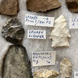 Lenape Indian Projectile Point Arrowhead Et Autres Reliques Amérindiennes