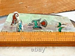 Lot vintage de pièces en argent sterling natif avec turquoise - 2 pièces précoces de Thomas Singer - 1436.25