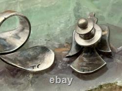 Lot vintage de pièces en argent sterling natif avec turquoise - 2 pièces précoces de Thomas Singer - 1436.25