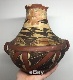 Magnifique Début Acoma Polychrome Poterie Stockage Vase Antique Amérindien