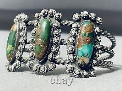 Meilleur Vieux Bracelet En Argent Sterling Navajo Wire Royston Turquoise
