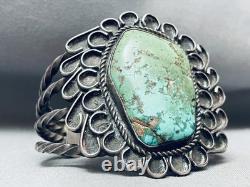 Meilleure bracelet en argent sterling avec turquoise Royston vintage Navajo à grosse spirale précoce