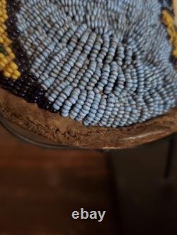 Mocassins amérindiens anciens en perles des plaines des années 1860, 19e siècle