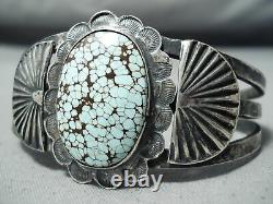 Musée Vintage Navajo Début # 8 Turquoise Bracelet En Argent Sterling