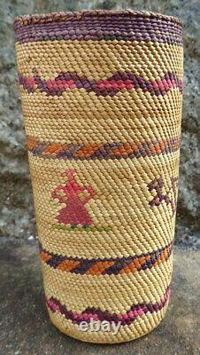 Native American Makah Cylinder Basket MID Early 20th Century