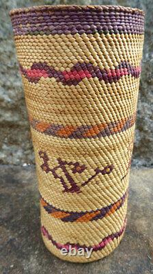 Native American Makah Cylinder Basket MID Early 20th Century