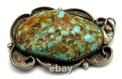 Navajo Gem Dyer Blue/ajax Turquoise Silver Chunky Pendant Native American