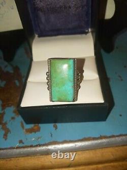 Navajo Jewely Early Silver And Turquoise Lovely Pawn Ring