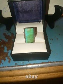 Navajo Jewely Early Silver And Turquoise Lovely Pawn Ring