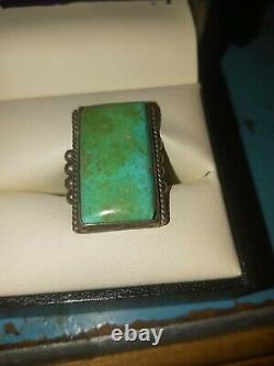 Navajo Jewely Early Silver And Turquoise Lovely Pawn Ring