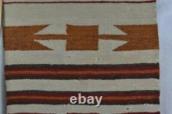 Navajo Tapis Tissage Tapis Porter 20x37 Or Rouge Brun Blanc Ancien Original Début 1900