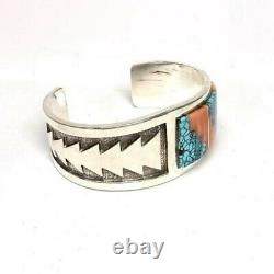 Navajo Vintage Cuff Bracelet Au Début Des Années 80 De La Qualité Du Musée Signé Par H. Jim