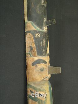 Nice, Début Du Nord-ouest Sculpté Totem Pole, Artefact Amérindien C. 1905