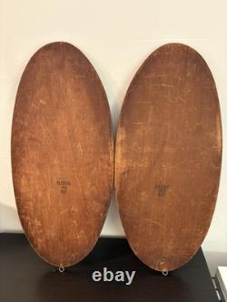 Paire de 2 femmes de chef indien amérindien antique en bois flamand pyrogravé 953