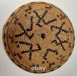 Panier Apache Pictolial Polycrome Bowl Début 1900 Chiens Amérindiens