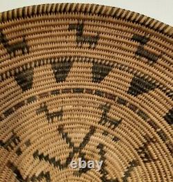 Panier Apache Pictolial Polycrome Bowl Début 1900 Chiens Amérindiens