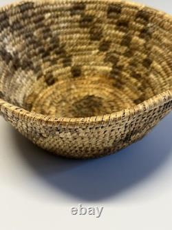 Panier Pima amérindien antique en osier tressé à la main, début des années 1900 #O506