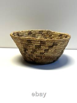 Panier Pima amérindien antique en osier tressé à la main, début des années 1900 #O506