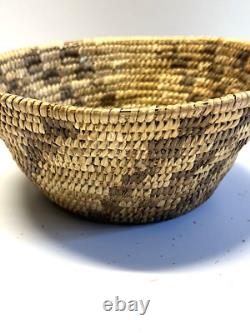 Panier Pima amérindien antique en osier tressé à la main, début des années 1900 #O506