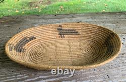 Panier Pima ancien avec motif d'aigle – Amérindien / Début du 20e siècle