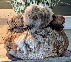 Panier amérindien rare début du 20e siècle, en fourrure de lapin - tissé à la main années 1920, 16 pouces de large