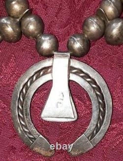 Pawn Old Rare Turquoise & Silver Coin Squash Collier De La Courge Navajo