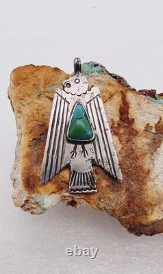 Pendentif en argent sterling Thunderbird de l'ère Fred Harvey Navajo vintage précoce 2
