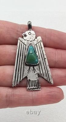 Pendentif en argent sterling Thunderbird de l'ère Fred Harvey Navajo vintage précoce 2