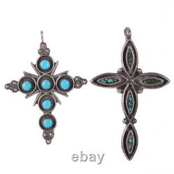 Pendentif en croix en argent sterling Dishta Zuni et autres Amérindiens