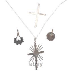 Pendentif vintage en argent sterling Zuni avec croix en turquoise œil de serpent/point de besoin/autre