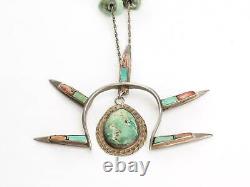 Perles De Trésor Amérindiennes Anciennes Squash Blossom Collier Turquoise