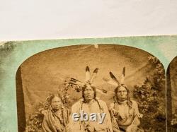 Photo stéréoscopique d'un Indien Sioux Amérindien : Un taureau noir de médecine perdu