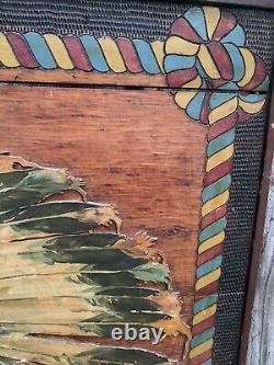 Plaque murale rare des années 1900 d'un Indien américain, Chef Minisink 24,75 x 30,75