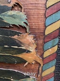 Plaque murale rare des années 1900 d'un Indien américain, Chef Minisink 24,75 x 30,75