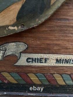 Plaque murale rare des années 1900 d'un Indien américain, Chef Minisink 24,75 x 30,75