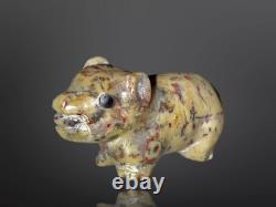 Plus beau fétiche en pierre sculpté de ours Zuni ancien par Leekya Deyuse (d.) Amérindien