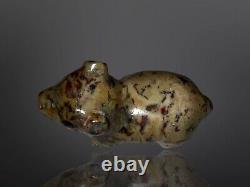 Plus beau fétiche en pierre sculpté de ours Zuni ancien par Leekya Deyuse (d.) Amérindien