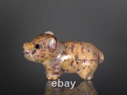 Plus beau fétiche en pierre sculpté de ours Zuni ancien par Leekya Deyuse (d.) Amérindien