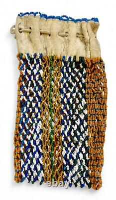 Pochette en perles de style filet amérindien du début du 20e siècle